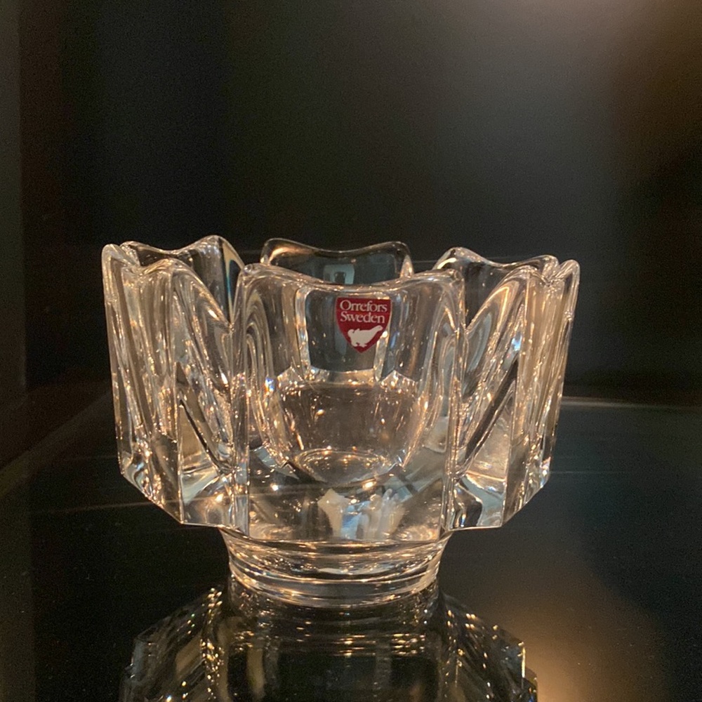 Orrefors Crystal Candy Dish Signed